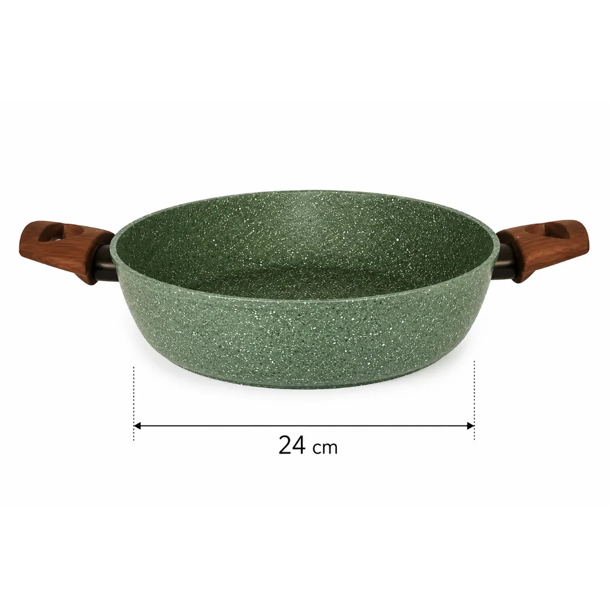Hapjespan Natura 24 cm met 2 Bruine Grepen. Hapjespan Natura 24 cm met twee bruine grepen voor een zelf samengesteld kerstpakket.