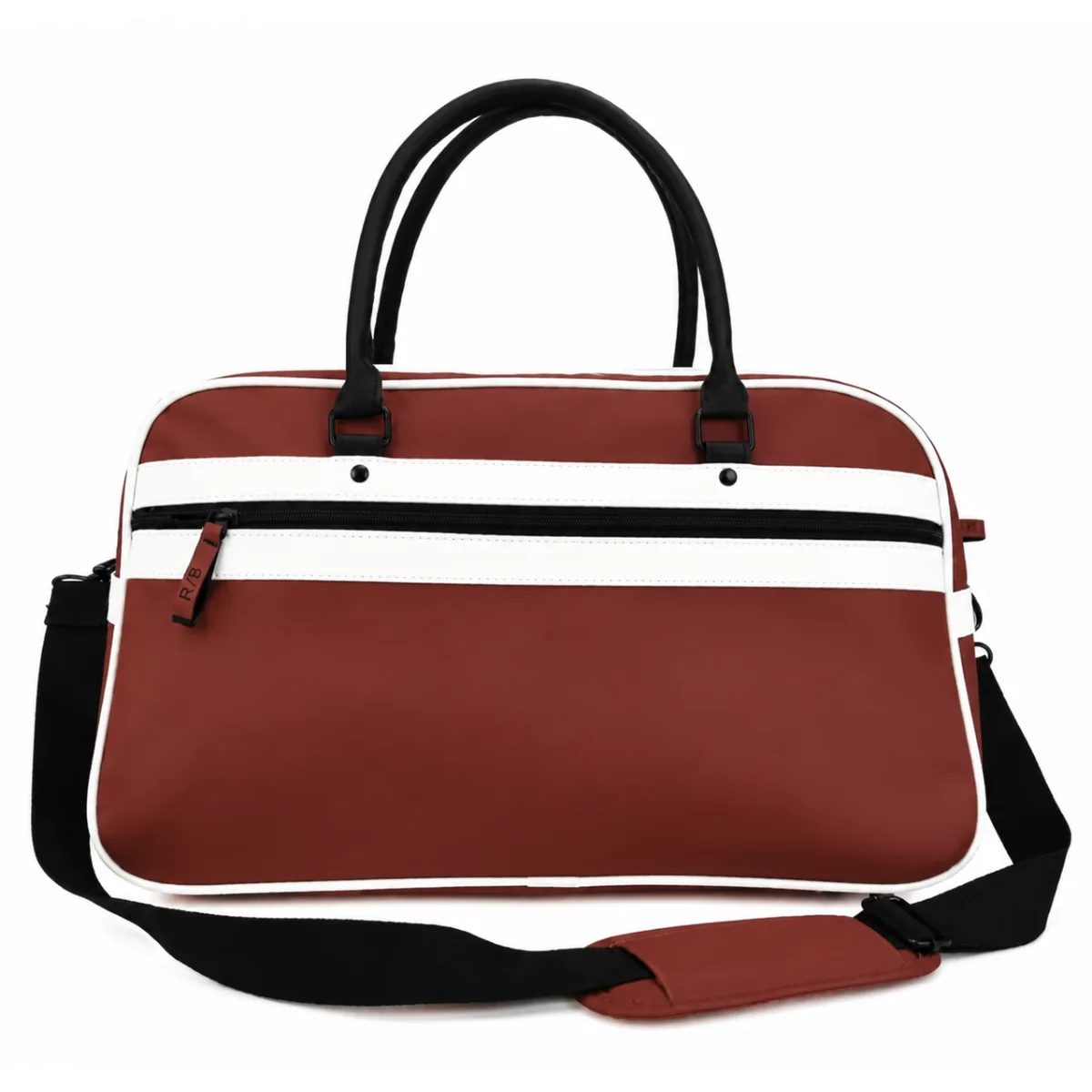 Retro Reis- en Sporttas Rood - Ideaal voor Kerstpakketten en Relatiegeschenken met witte details, ideaal als herbruikbare verpakking voor een luxe kerstpakket.