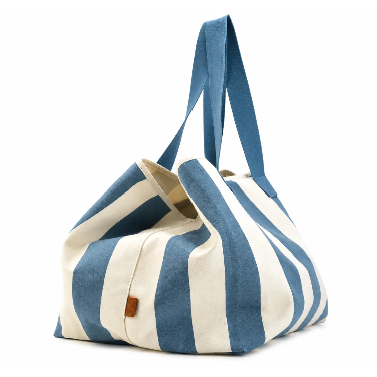 Stijlvolle Strandtas Blauw Wit Gestreept