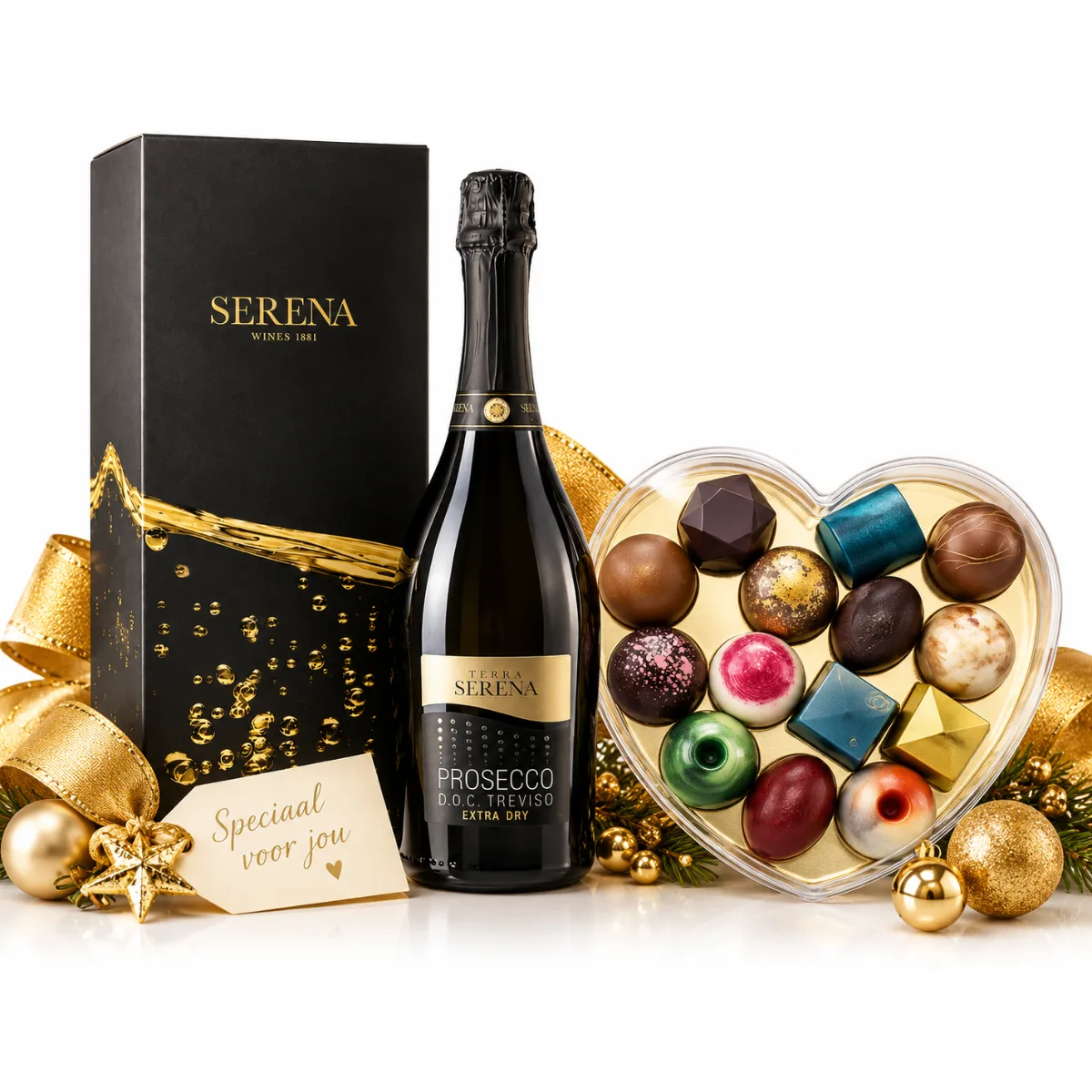 Relatiegeschenk Prosecco & Bonbons, Sparkle & Sweet Hart Luxe Cadeau