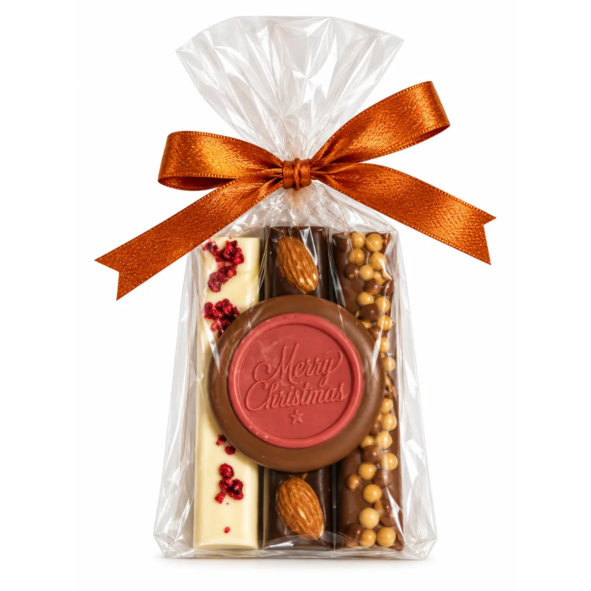 Kerstgeschenk, Ambachtelijke Chocolade 120 gr. Luxe ambachtelijke chocolade in feestelijke verpakking voor kerstpakketten en relatiegeschenken.