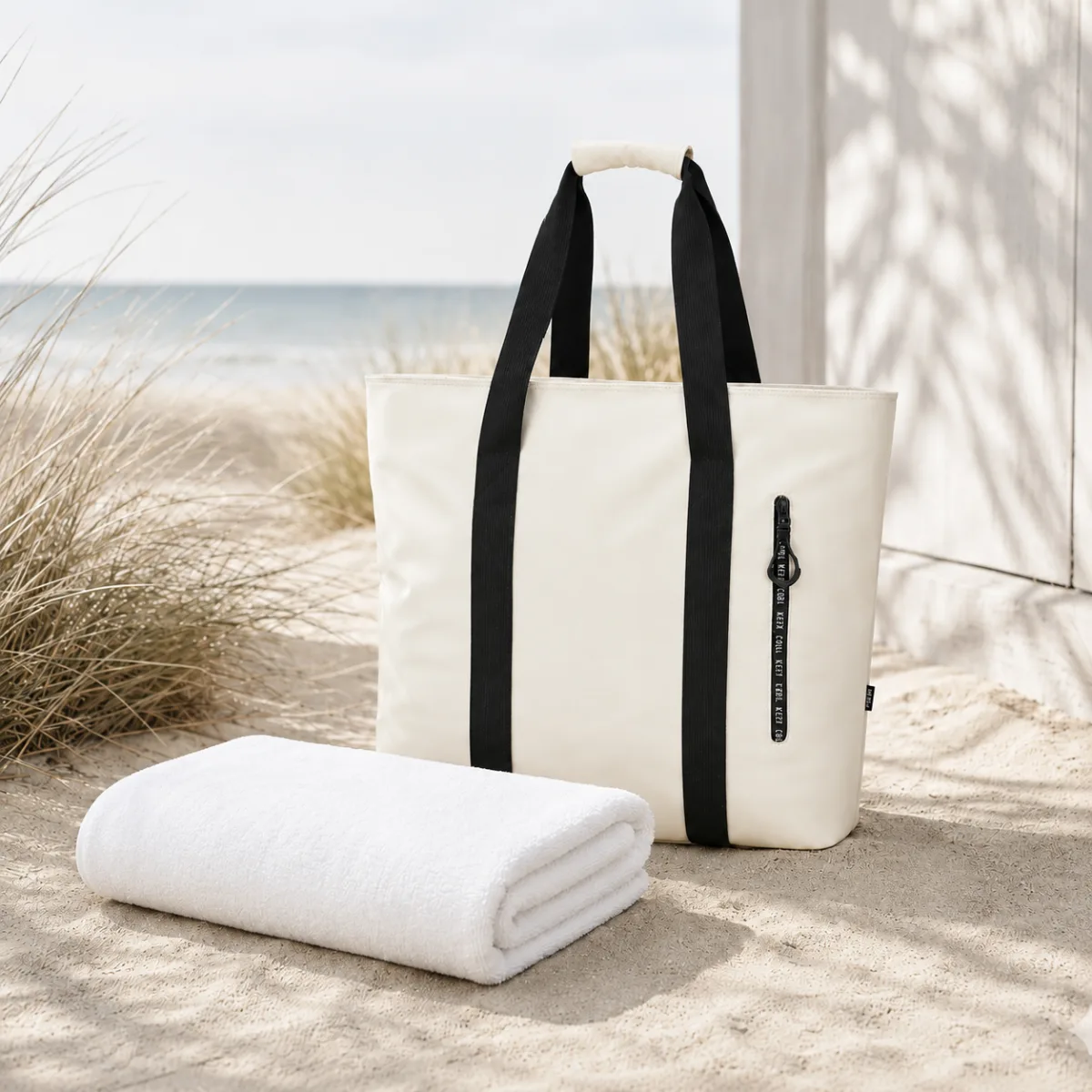Koel & Relax, Strandset White, Strand / Koeltas Div. Kleuren Badlaken 70x140cm Wit
