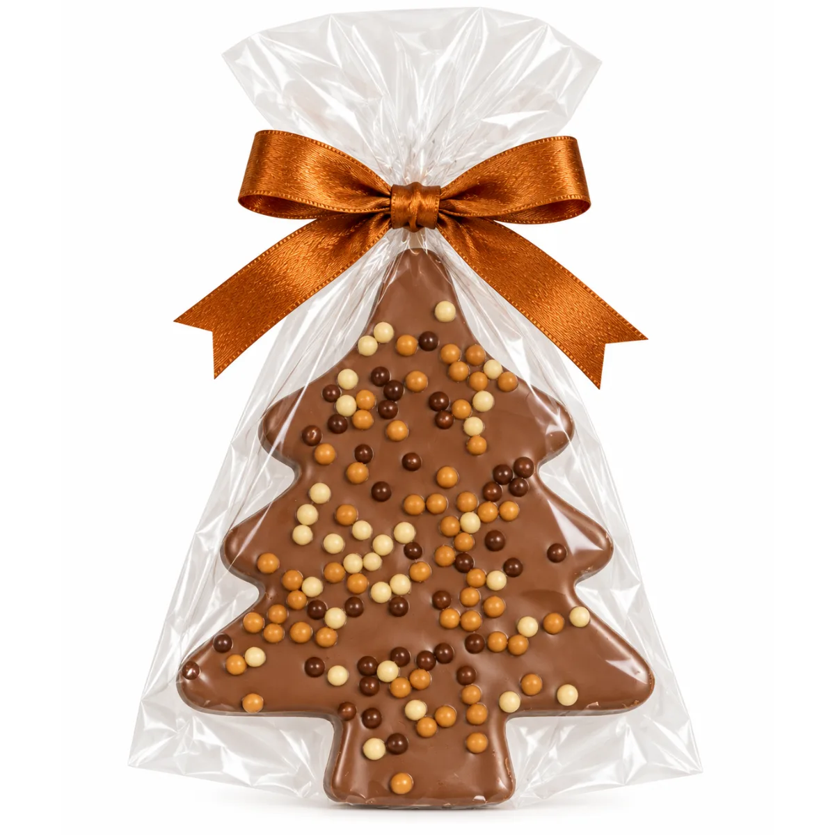 Kerstpakket Cadeau, Ambachtelijke Chocolade Kerstboom 150g. Kerstpakket Cadeau. Luxe ambachtelijke chocolade kerstboom van 150 gram voor in een kerstpakket of als relatiegeschenk.